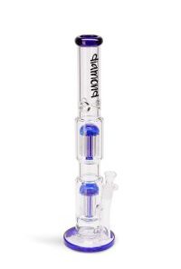 Diamond Glass 19" Double Tree Perc Straight Tube